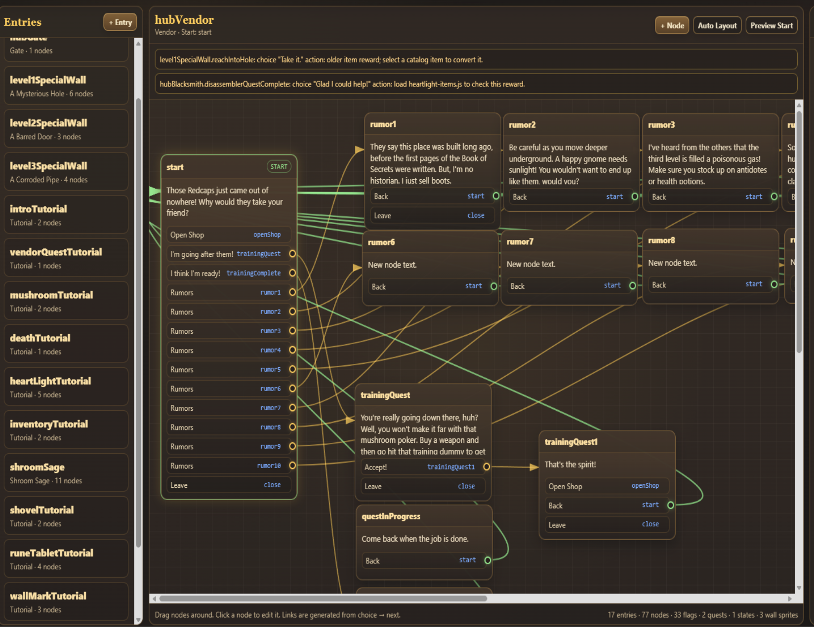 Custom game editors and tools for Heart Light